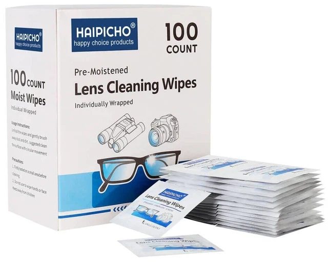 Lens Cleaning Wipes Individually Wrapped&Pre-Moistened Safe For All