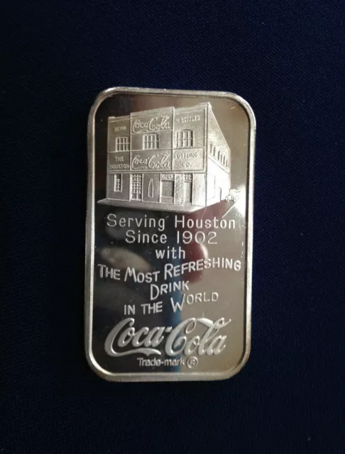1977 World Wide Mint Coca Cola Houston Texas WWM-71 Silver Art Bar E4974