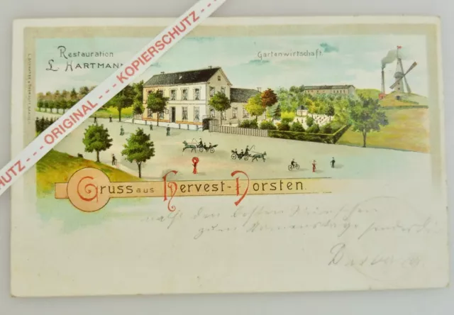 Ak 1901 Litho Gruss Aus Hervest Dorsten Restauration Hartmann Gartenwirtschaft