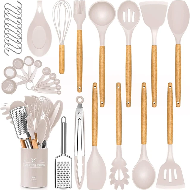 Set Utensili Da Cucina In Silicone YUTUY - 49 Pezzi Con Misurini, Antiaderente, Resistente Al Calore, Grigio Scuro - Foto 8