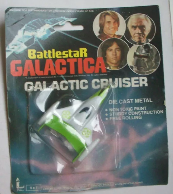 Battlestar Galactica Die-cast Galactic Cruiser (1980s) New on Card - Larami Corp