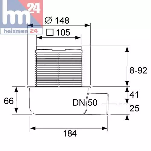 TECE drainpoint S 50 Ablaufset DN 50 waagerecht 3601050 2