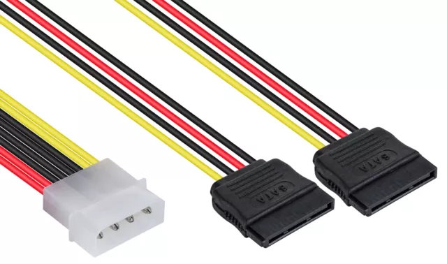 Adaptateur Câble répartiteur (4 broches Molex mâle vers 2x SATA Power Female)