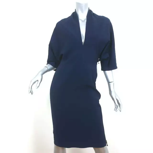 Lanvin 2011 Side-Zip Batwing Dress Navy Neoprene Size 40