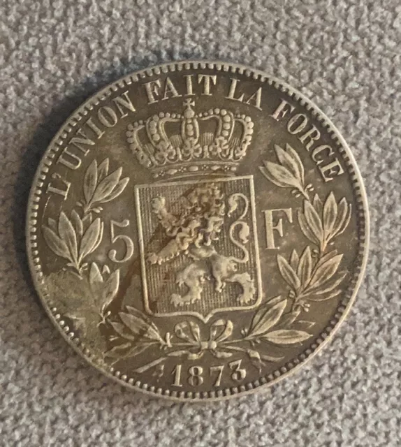 Pièce En Argent 5F LEOPOLD II ROI DES BELEGES 1873