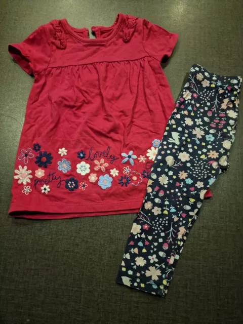 Girls 12-18 months floral bunny t-shirt tunic Top leggings outfit bundle Next da
