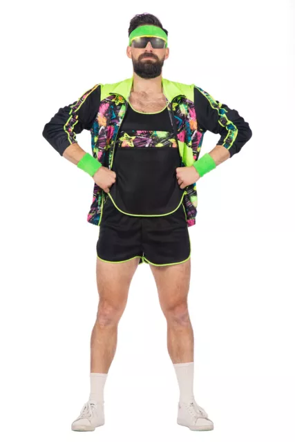 80er Jahre Neon Gymnastik Jumpsuit Damen Aerobic Kostüm Trash Bad Taste  Sport