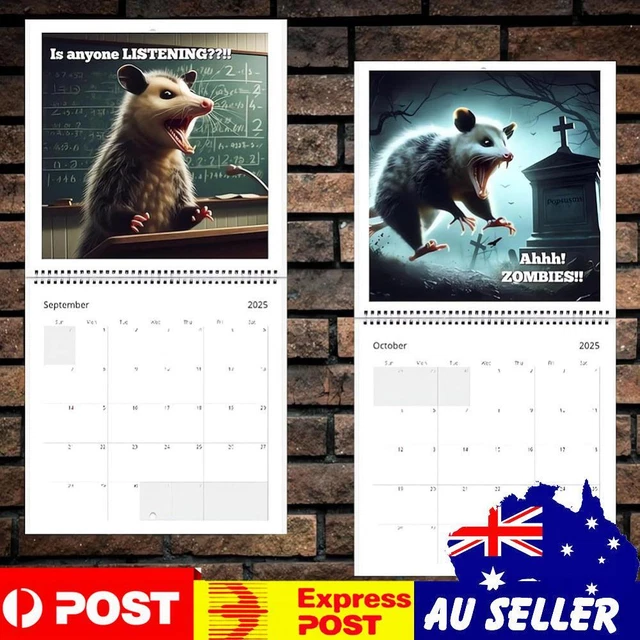 2025 FUNNY SCREAMING Possums Calendar 2025 Wall Calendar Paper 12 Month