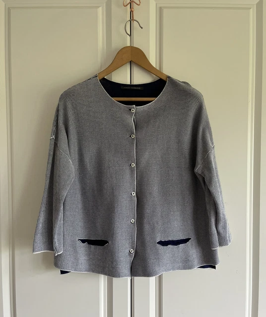 Elemente Clemente Cardigan Stripe boxy langenlook Soft organic cotton 46’ Chest