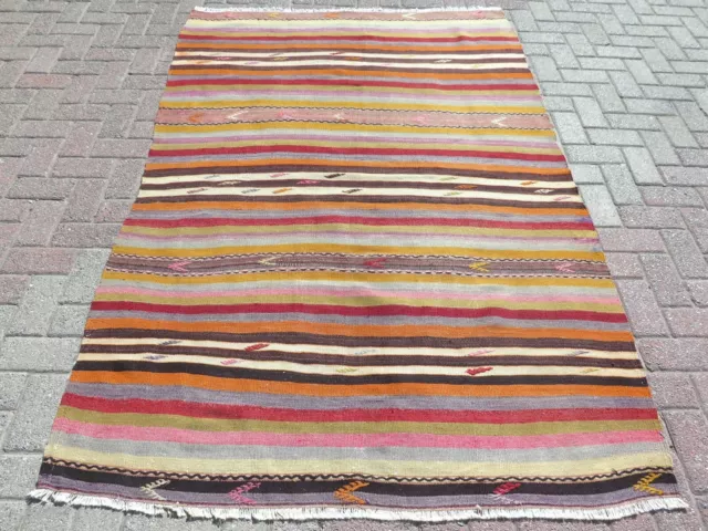 Turkish Kilim Rug, Area Rugs, Boho Rug, Wool Carpet Rug, Handmade Kelim 56"X89"