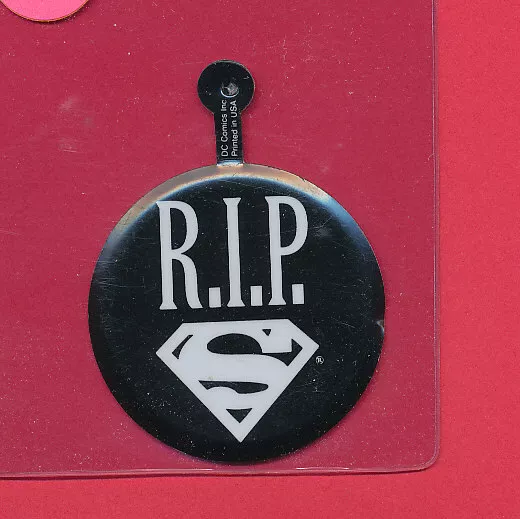 VINTAGE SUPERMAN RIP POCKET PIN w/TAB METAL SUPER MAN 1.75" DC COMICS RARE TPHLC