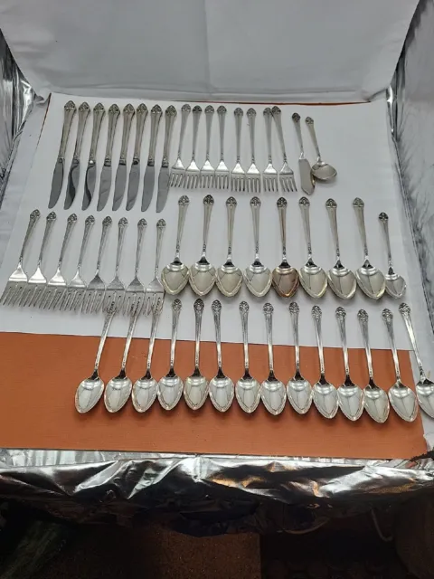 Rogers 1881 Oneida Plantation 49 pc Silver-plate Utensil Silverware Set - FLOWER