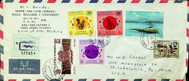 Sephil Äthiopien 1972 Hsiu Addis Abeba Regd Luftpost Abdeckung W/6v Sich Phila.