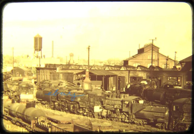 Railroad Slide Southern Pacific SP Steam Roundhouse Scene circa 1950s