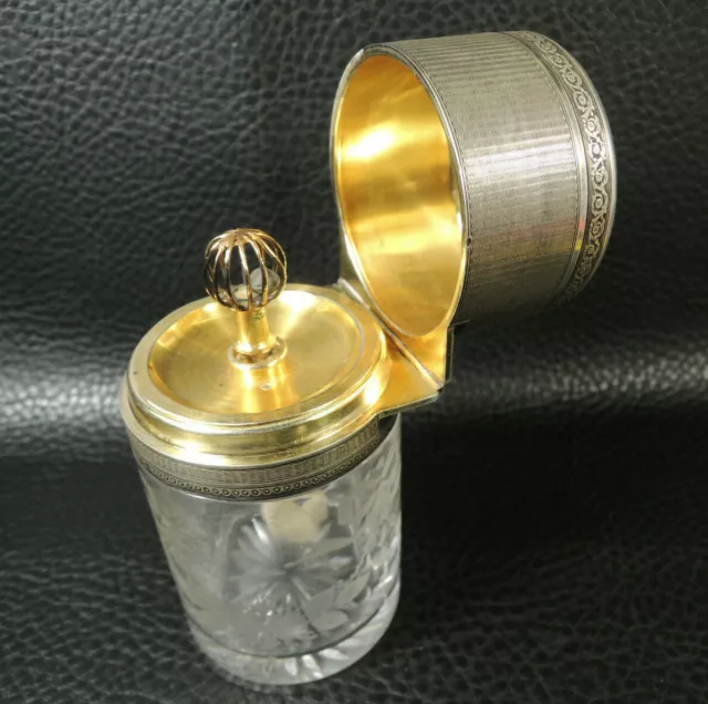 French Royal palace Sterling Silver and vermeil Baccarat Glass Perfume lamp