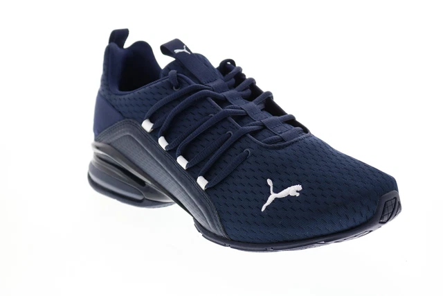Puma Axelion Sleek 19449402 Mens Blue Canvas Lace Up Athletic Running Shoes 8.5
