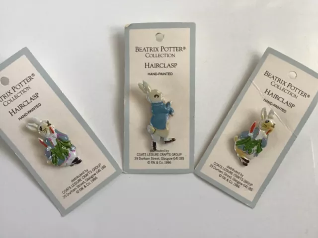 Beatrix Potter Collection Peter Rabbit Vintage Haarspange handbemalt. 1986. Neu