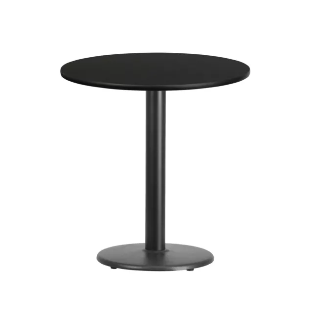 24" Round Black Laminate Table Top With Base - Table Height Restaurant Table 3