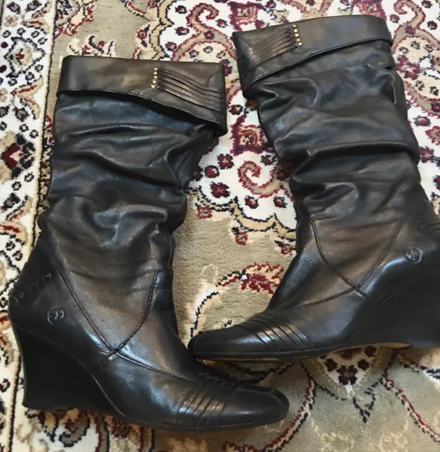 Beautiful Black Leather Tall Bronx Boots Size 9.5