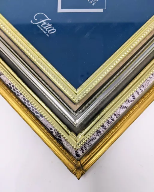 Vintage Lot of 4 MCM Photo Frames Metal Gold Brass Silver ~ Mid Century Modern