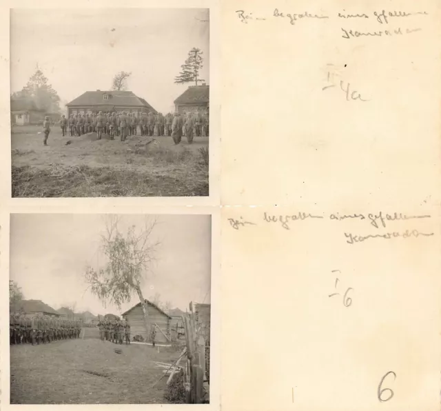 2 x Fotos Beerdigung eines gefallenen Kameraden bei Reschew Russland Ostfront