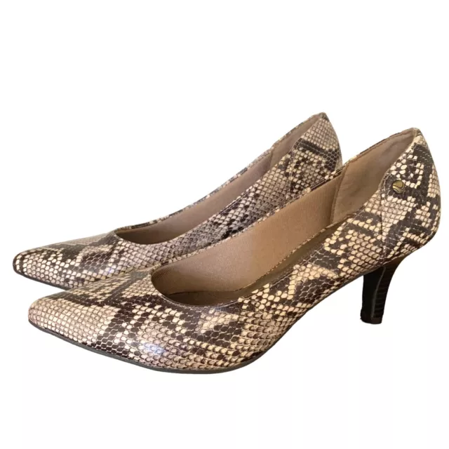 Life Stride Star Too Snakeskin Kitten Heel Pumps Size 9 Animal Soft System