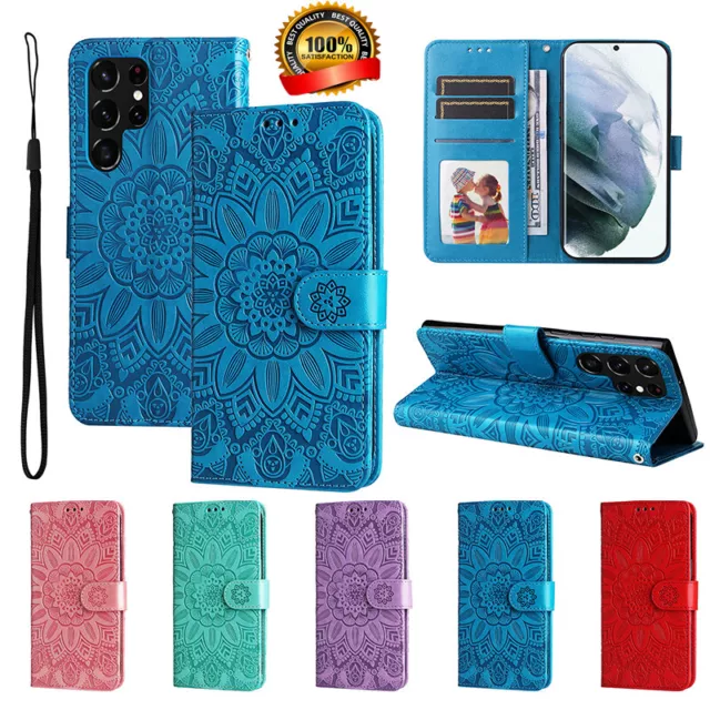 Pour Samsung Galaxy S22 Ultra S21 S20 S10 S9 Housse Étui Portefeuille Cuir Phone