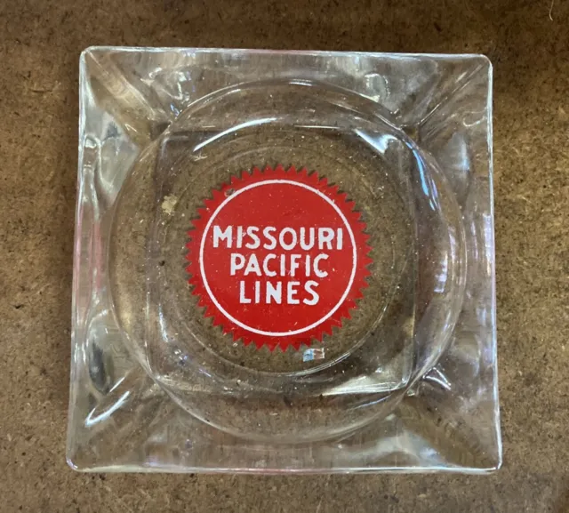 AD ASHTRAY Missouri Pacific Lines railroad souvenir locomotive dining car set