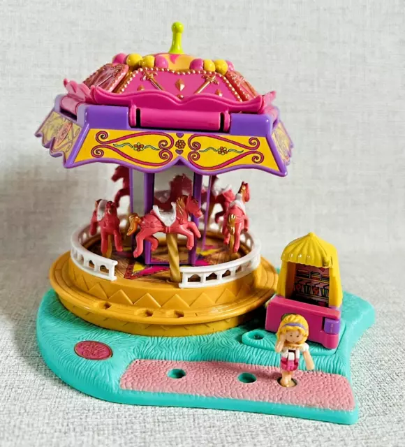 Vintage 1996 Polly Pocket Spin Pretty Carousel Playset x1 Figure Fairground 90s