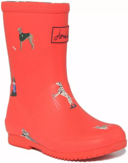 Joules Junior Roll Up Kids Lightweight Welly Boots In Red UK Size 8 - 3
