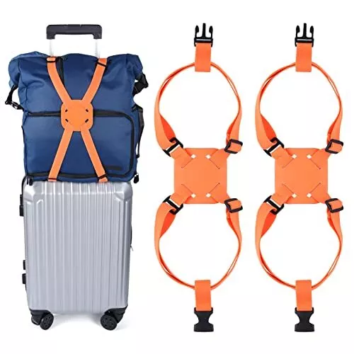 2 Pack Luggage Bungee Straps, Adjustable Suitcase Travel Belts for Luggage