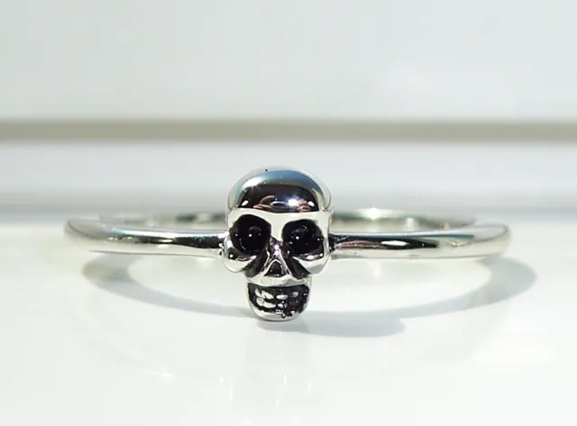 Dainty Phantom Skull Ring 925 Sterling Silver Goth Punk High Polished