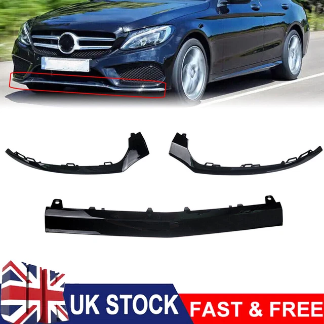 3X BLACK FRONT Bumper Middle Lower Lip Trim For Mercedes Benz CClass