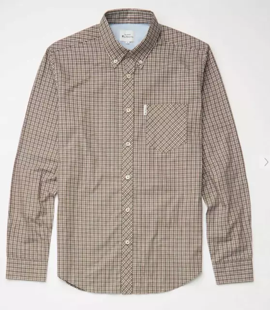 Ben Sherman Camisa Manga Larga Mini Comprobar Cáñamo 65388 Nuevo Fw 21/22