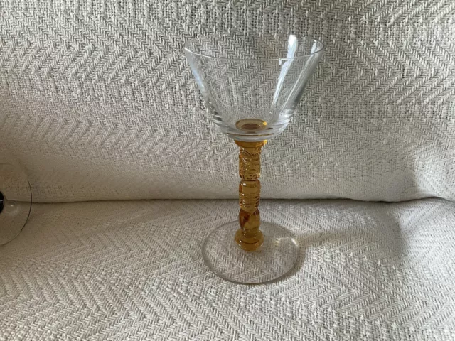 Rare Morgantown Polynesian Amber Tiki Stem Martini glass Trader Vic