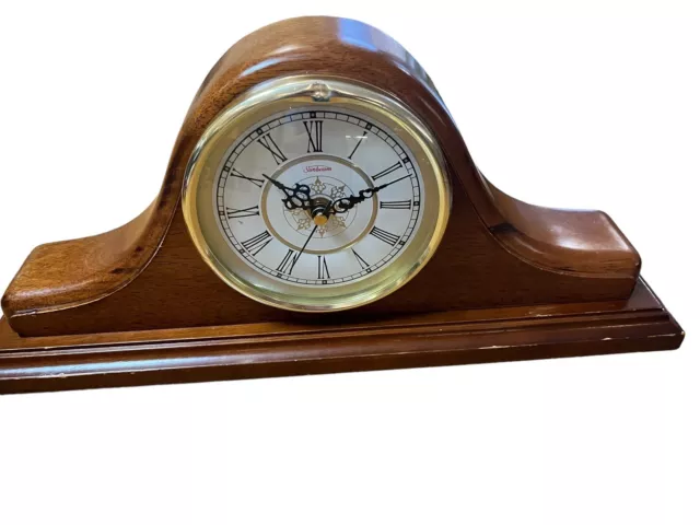 Vintage Sunbeam Wood Mantle Clock Model 882-621 Glass Crystal works Great