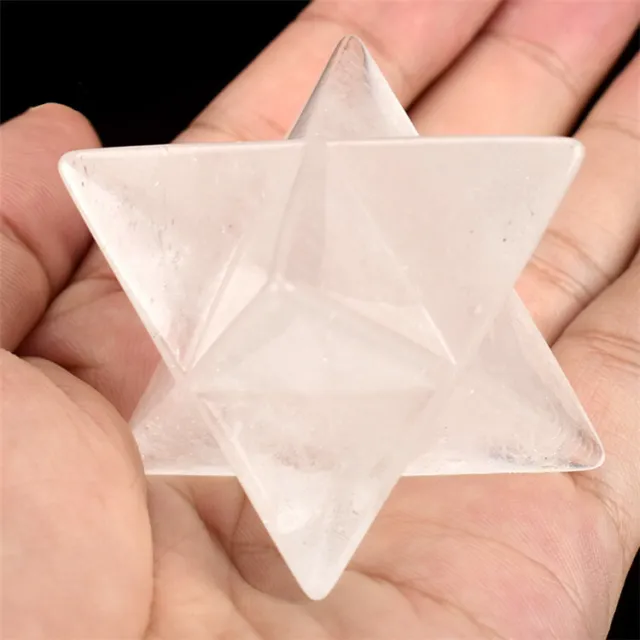 1PCS 40mm Natural Quartz White Crystal Merkaba Star Reiki Healing Realistic