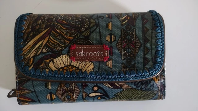 Sakroots Large Coated Canvas Wallet with Decorative Stitching