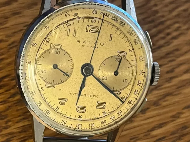 Ww2 Movado "Ralco" Chronograph, Antimagnetic Swiss Wristwatch 1940S Not Run