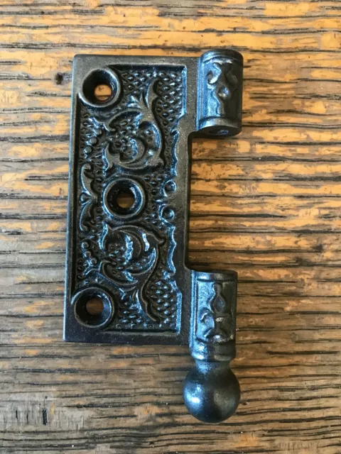 Antique Decorative Cast Iron Door Hinge - Left Half Only - 3" x 3"