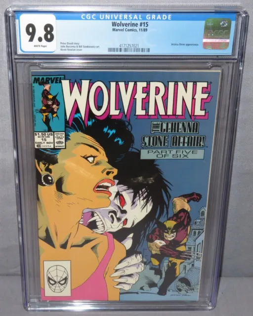 WOLVERINE #15 (Ongoing Series) CGC 9.8 NM/MT White Pages Marvel Comics 1989