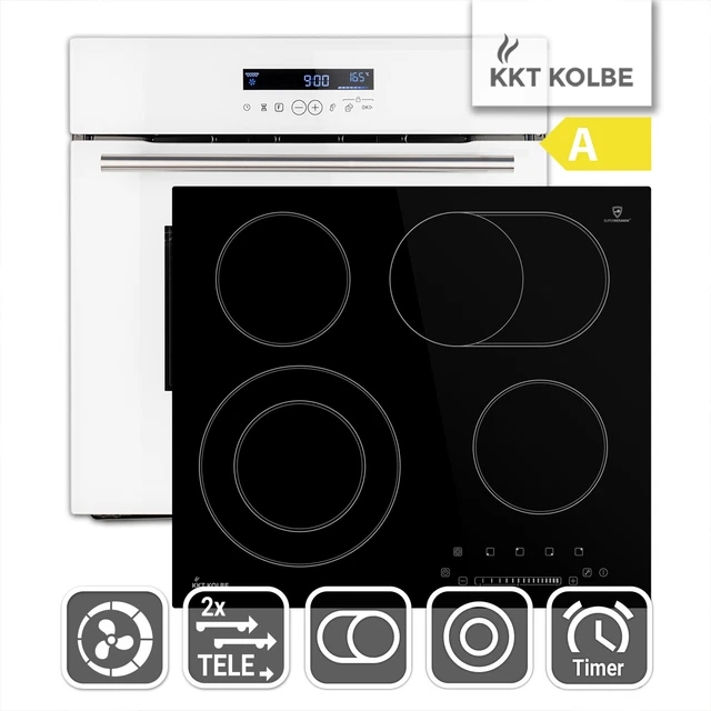 Cuisinière: 60cm Four encastrable EB8015W + 59cm Plaque Eletrique KFS59RL Gril