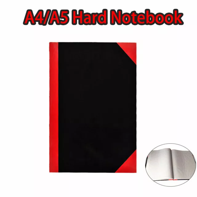 1x A4 A5 Hard Cover Case Bound Notebook Lined Pages Diary Jounal Red Corner AU