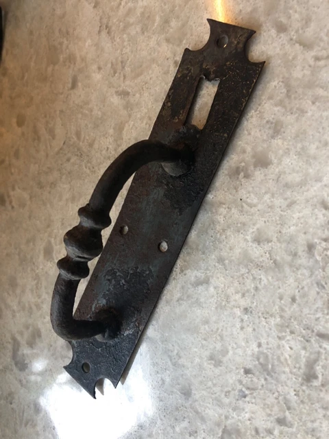Antique  LATCH DOOR HANDLE pull knob Primitive Wrought Cast Iron Door Hardware