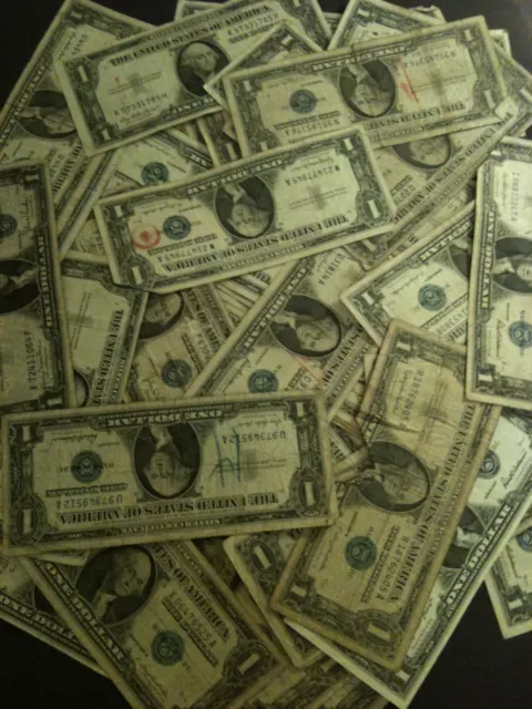 100x Pack 1935-1957 One Dollar Note $1 Silver Certificate G-AU Bill VG Blue Seal
