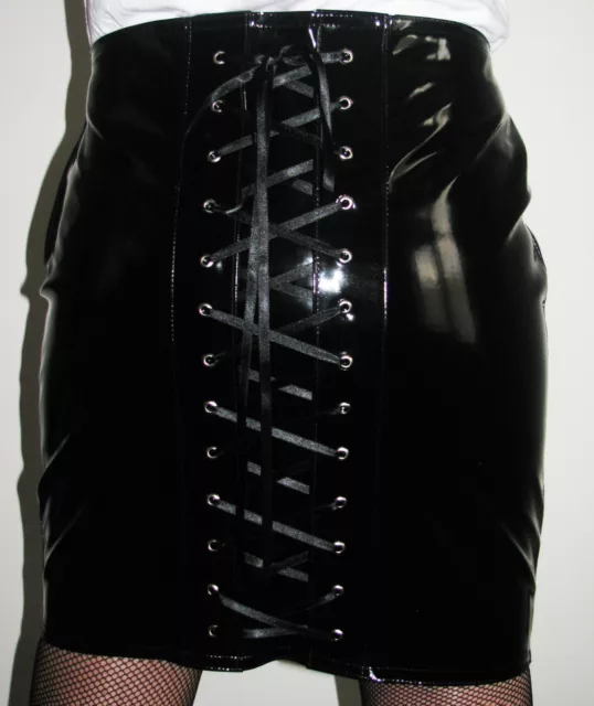 SKIN TIGHT CLOTHING sexy shiny black pvc burlesque pencil vinyl skirt ...