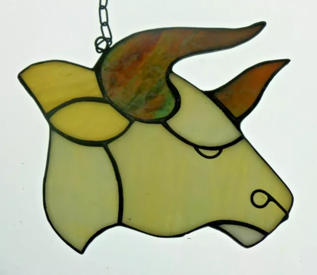 Bleiverglasung Fensterbild Suncatcher Sternbild "Stier" in Tiffany