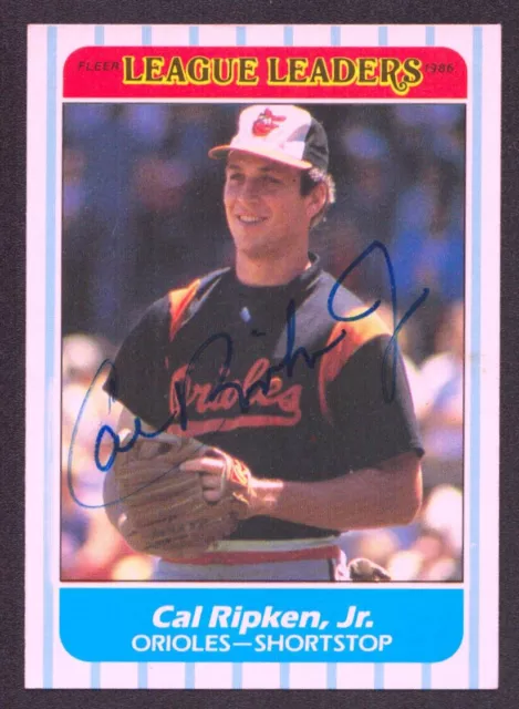 CAL RIPKEN JR 1986 Fleer League Leaders #35 AUTOGRAPH Signed ORIOLES AUTO HOF