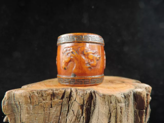 Antique Chinese Natural Old Ring Handcarved Lucky pattern