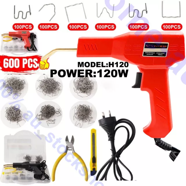 Hot Stapler Plastic Repair Car Bumper Welding Welder Machine Gun 600 Staples Kit